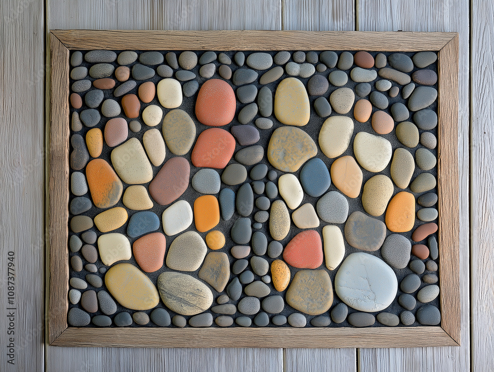 Fototapeta premium Carpet of footprints made with stones.