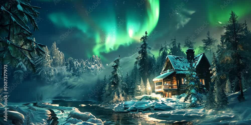 Frosty Refuge: Aurora Borealis Escape, 4K Video Frosty Refuge: Aurora Borealis Escape, 4K Video
