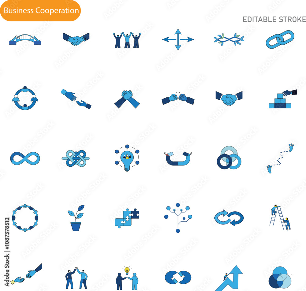 Business Cooperation Partnership, Collaboration, Teamwork, Connection, Unity Icons Business Cooperation Partnership, Collaboration, Teamwork, Connection, Unity Icons