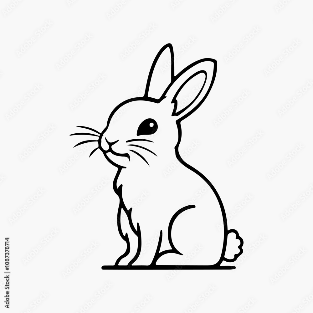 Hand-drawn bunny outline vector art illustration Hand-drawn bunny outline vector art illustration