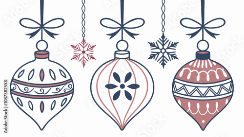 Christmas ornament set, beautiful holiday decorations for winter celebrations