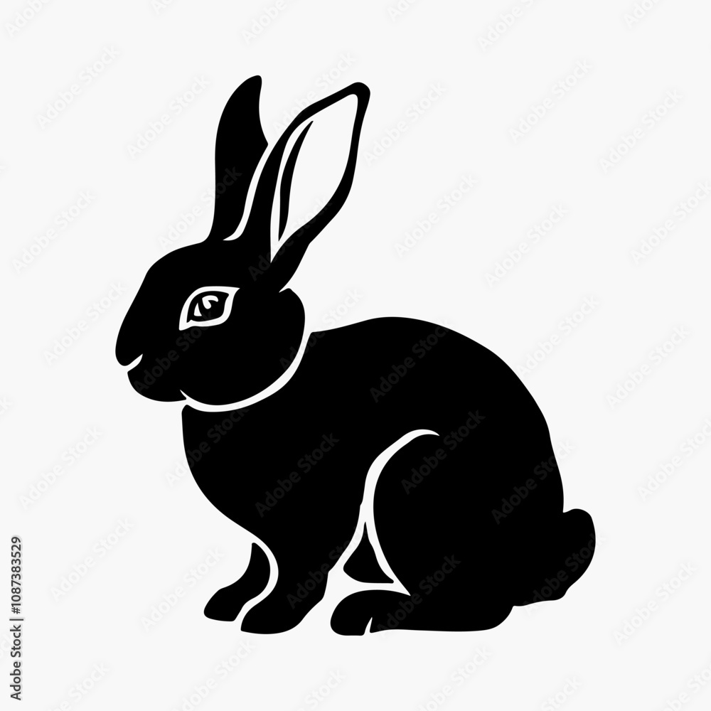 Fototapeta premium Hand-drawn bunny outline vector art illustration