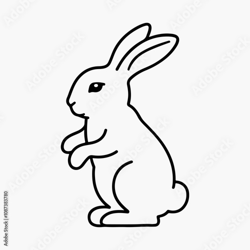 Hand-drawn bunny outline vector art illustration