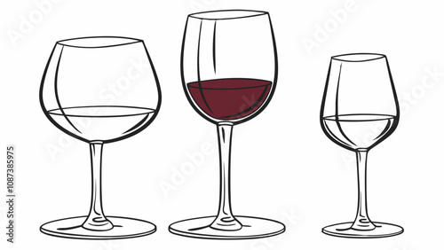 wineglass and toasting glasses vector, cocktail celebration design, festive drink art