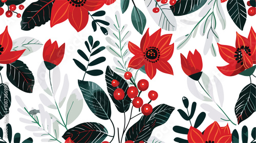 Christmas Abstract Botanical Background for New Year Celebrations