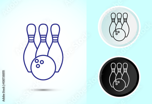 Bowling icon, Bowling ball and pin icon design illustration for web and mobile application