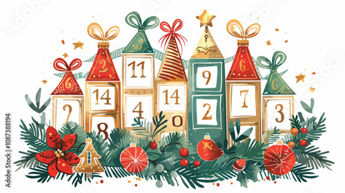 Christmas Advent Calendar Vector Illustration
