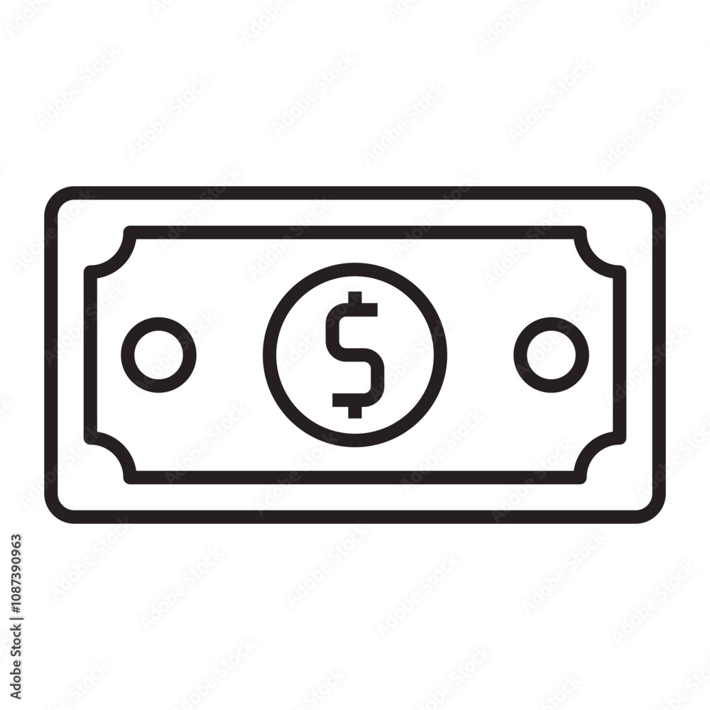 Dollar Bill line icon. Dollar Bill line icon.