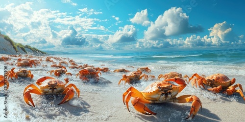 crabs that are migrating to lay their eggs photo