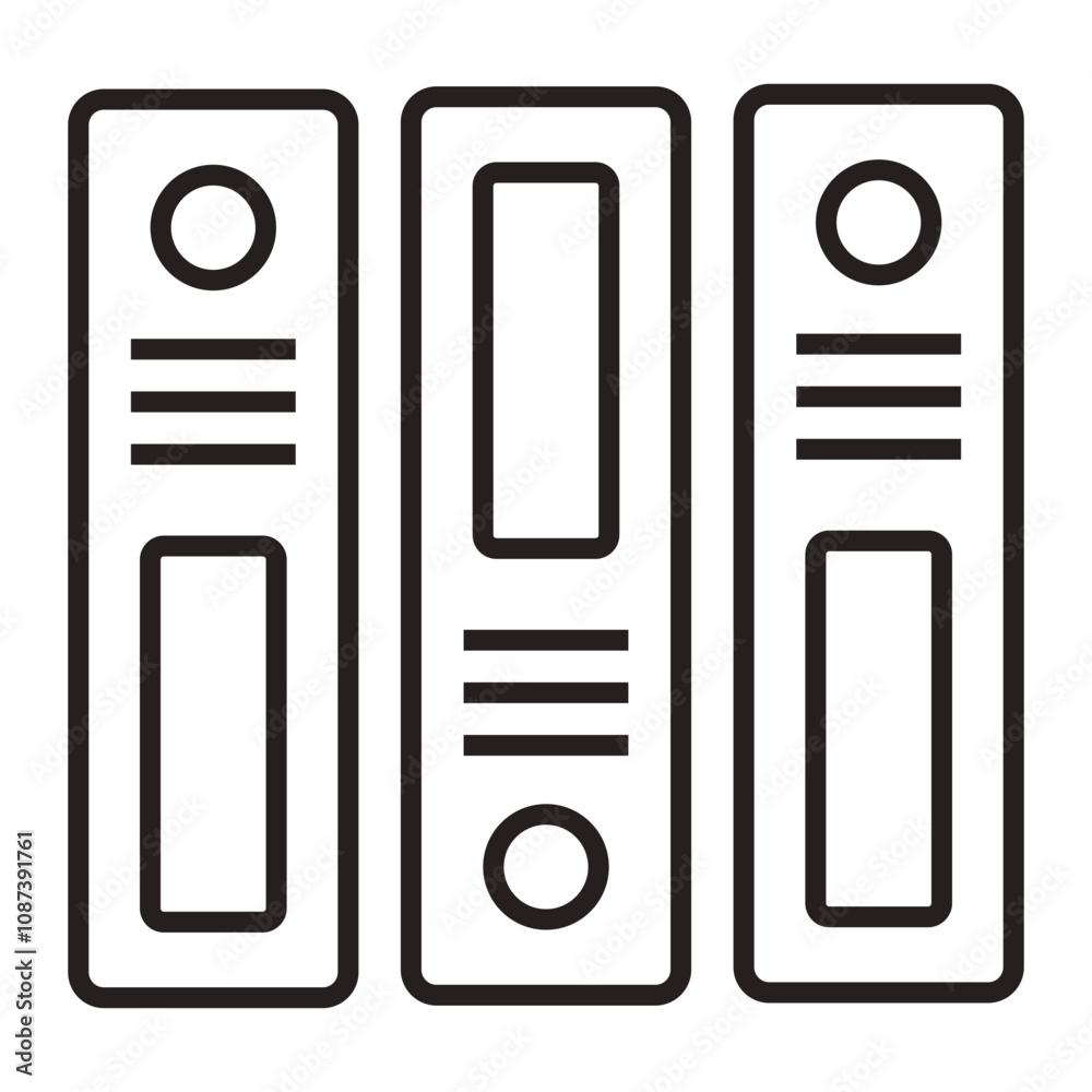 Three Office Binders line icon. Three Office Binders line icon.