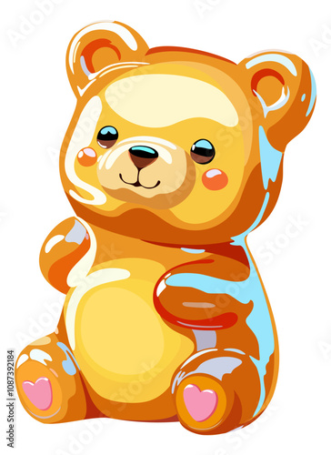 Toffee bear. Jelly bear gummy. Vector isolated illustration