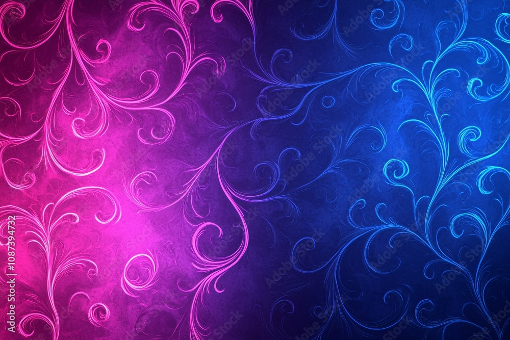 Elegant Floral Swirl Background in Pink and Blue Shades