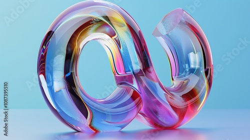 Abstract Glass Sculpture Swirling Rainbow Hues