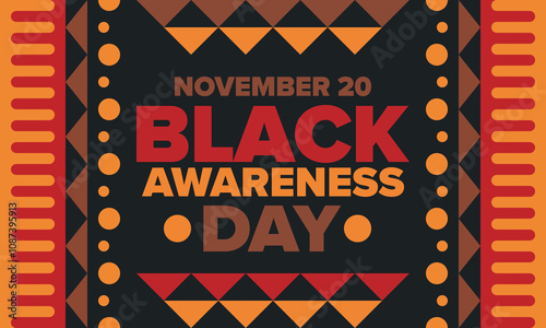 Black Awareness Day. Holiday in Brazil. Afro Brazilians. Celebrate awareness by the black community in November. African and brazilian culture. Black history art. Vector illustration