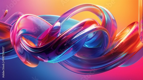 Abstract Colorful Liquid Swirls Vibrant 3D Render of Intertwined Fluid Forms