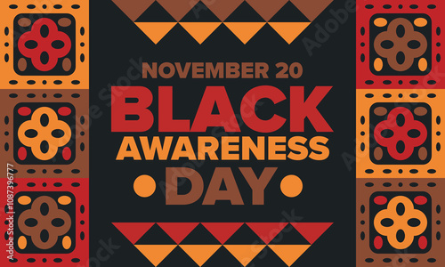 Black Awareness Day. Holiday in Brazil. Afro Brazilians. Celebrate awareness by the black community in November. African and brazilian culture. Black history art. Vector illustration