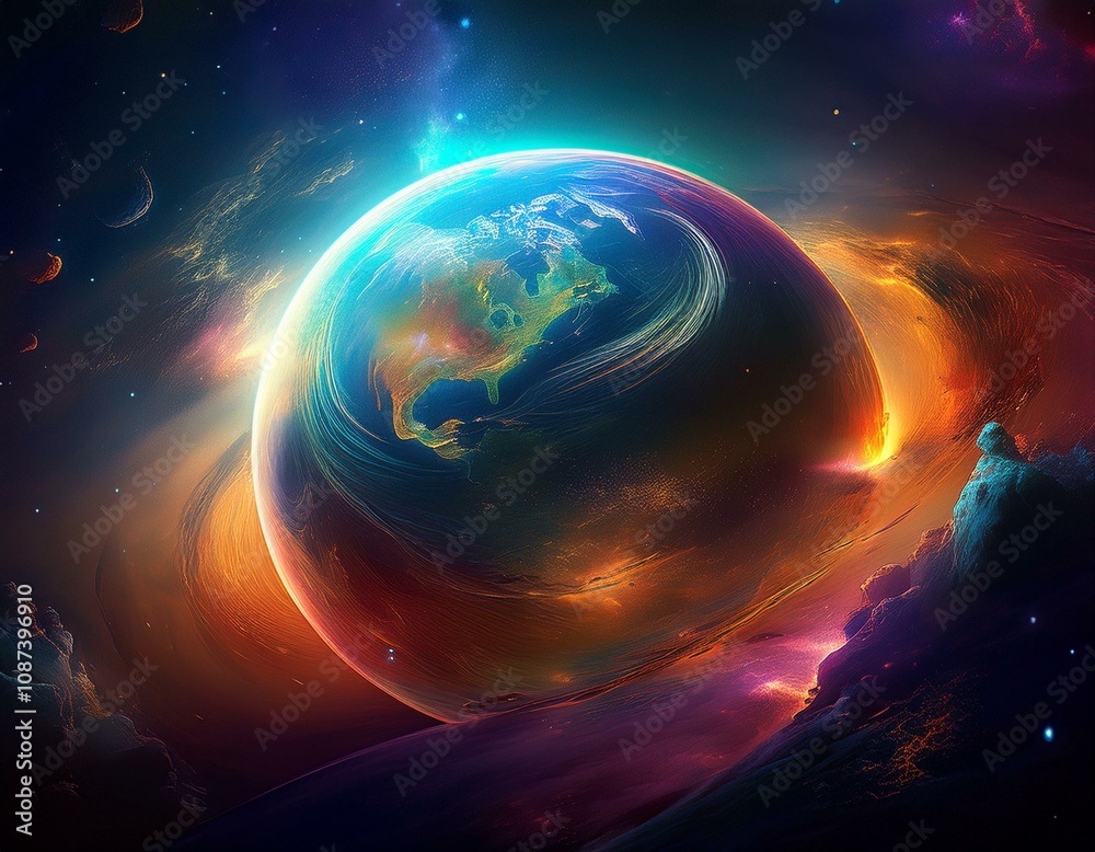 Obraz premium Abstract outer earth space nebula