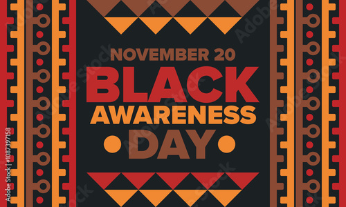 Black Awareness Day. Holiday in Brazil. Afro Brazilians. Celebrate awareness by the black community in November. African and brazilian culture. Black history art. Vector illustration