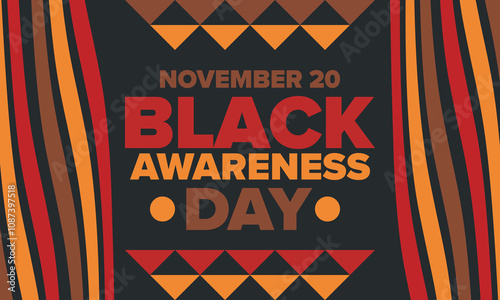 Black Awareness Day. Holiday in Brazil. Afro Brazilians. Celebrate awareness by the black community in November. African and brazilian culture. Black history art. Vector illustration