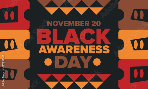 Black Awareness Day. Holiday in Brazil. Afro Brazilians. Celebrate awareness by the black community in November. African and brazilian culture. Black history art. Vector illustration