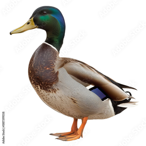 Male mallard isolated on white or transparent.png photo