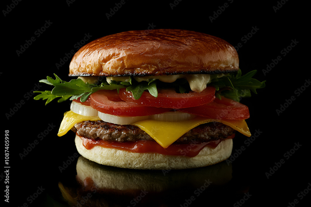 Juicy Cheeseburger: Gourmet Burger with Fresh Toppings Juicy Cheeseburger: Gourmet Burger with Fresh Toppings