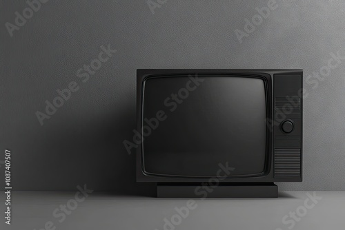 Realistic black television screen on a isolated baskgound. 3d blank TV led monitor