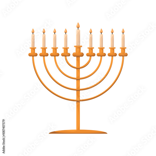 Menorah Traditional Jewish Candle Judaism National element.Menorah icon vector illustration.Happy Hanukkah, Jewish Festival of Lights background for greeting concept.Isolate on white background