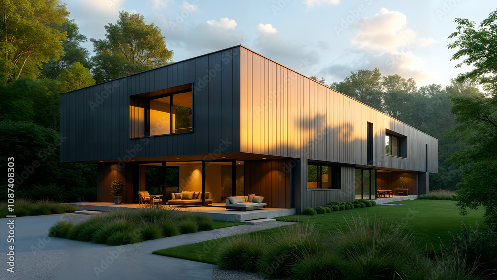 An Exquisite Elevation View of Semi-Reflective Vertical Cladding Panels Blending with Northeastern Natural Beauty An Exquisite Elevation View of Semi-Reflective Vertical Cladding Panels Blending with Northeastern Natural Beauty