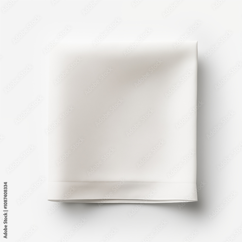 Folded White Linen Napkin on White Background Folded White Linen Napkin on White Background