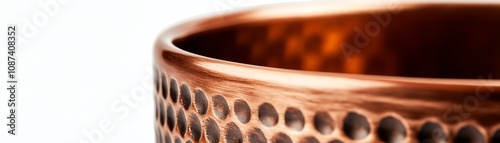 Copper mug with hammered texture, white isolate background.