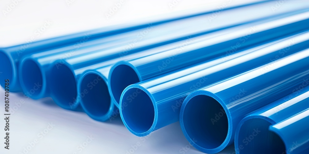 Blue Plastic Pipes Close-Up: Texture and Design Blue Plastic Pipes Close-Up: Texture and Design