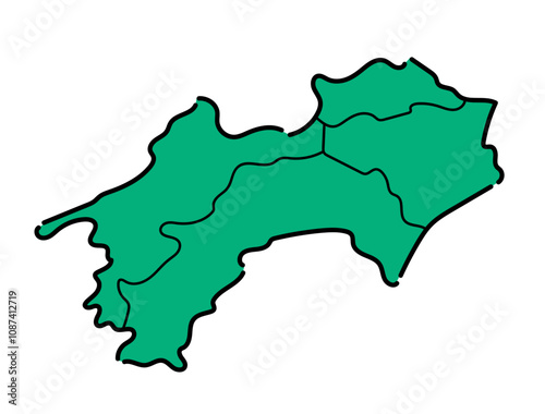 手書きのシンプルな四国地方