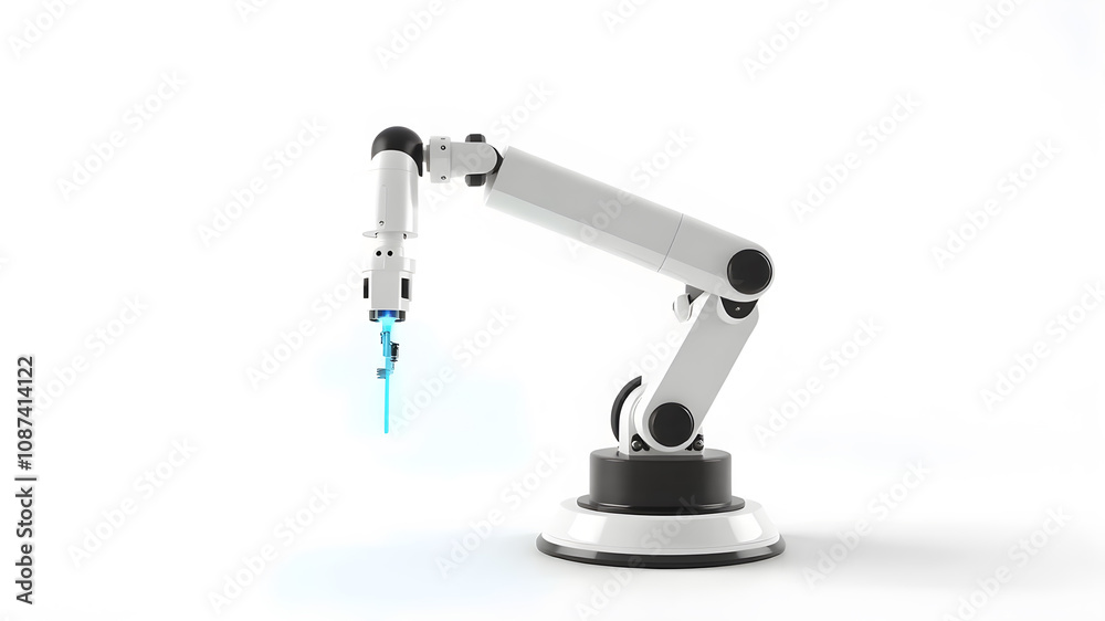 3d rendering white ai robotic arm isolated on white background. 3d rendering white ai robotic arm isolated on white background.