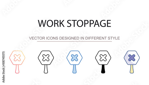Work Stoppage icon design with white background stock illustration