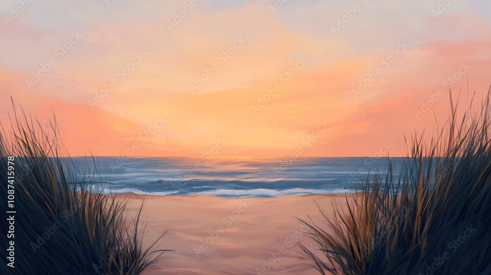 digital art of a serene sunset beach scene featuring a soft pastel horizon tranquil reflections on the water and a minimalist atmospheric landscape digital art of a serene sunset beach scene featuring a soft pastel horizon tranquil reflections on the water and a minimalist atmospheric landscape