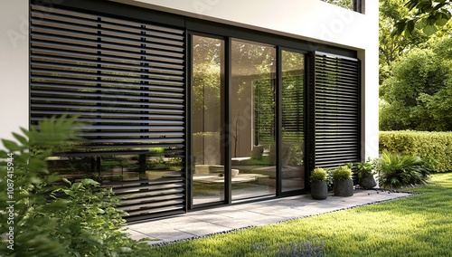 Modern House Exterior with Integrated External Venetian Blinds