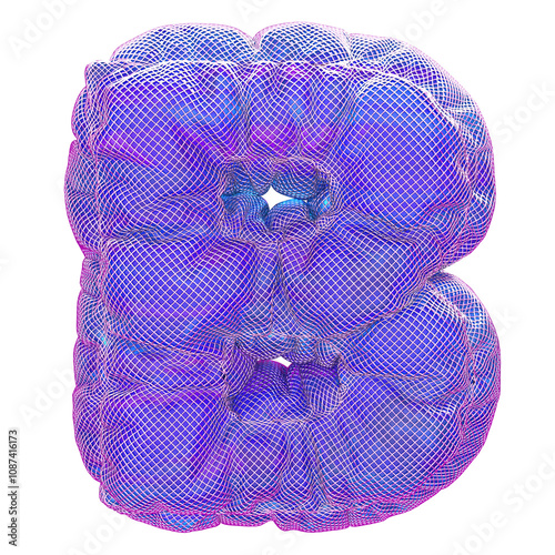 3D Inflated Alphabet Letter B in Purple