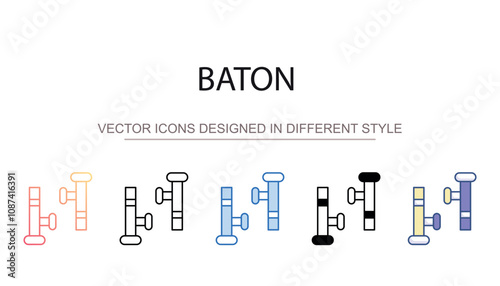 Baton icon design with white background stock illustration