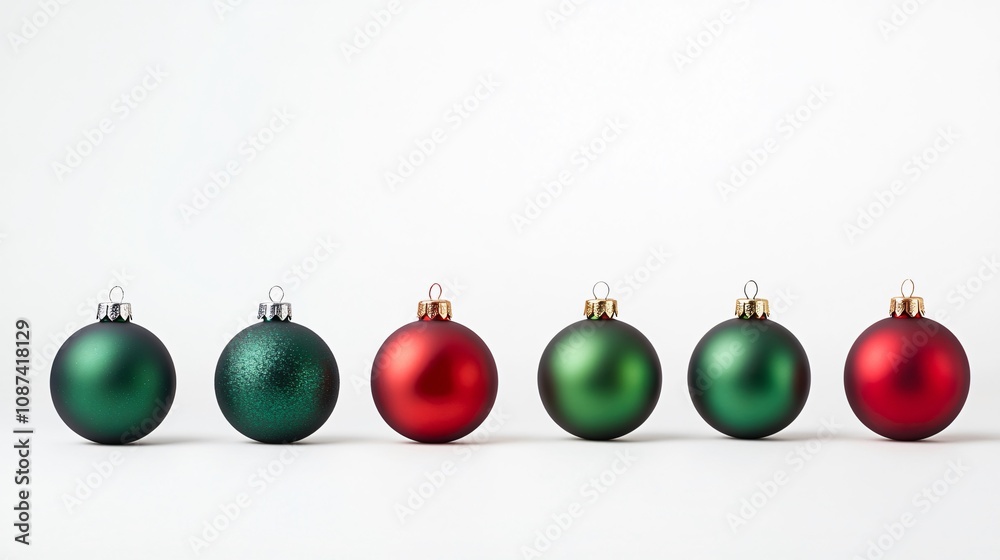 Vibrant Holiday Scene with Red and Green Christmas Ornaments Vibrant Holiday Scene with Red and Green Christmas Ornaments