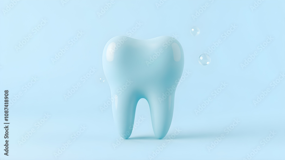 white tooth with bubbles on a blue background. white tooth with bubbles on a blue background.