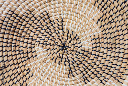 Closeup of decorative straw plate