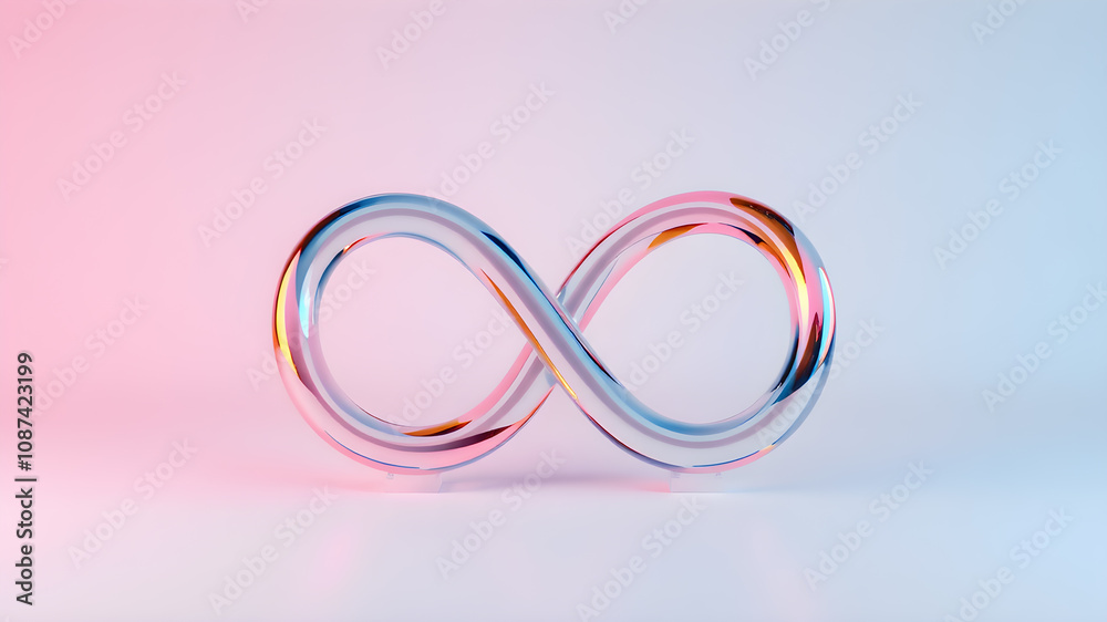 3d render Glass Infinity symbol.