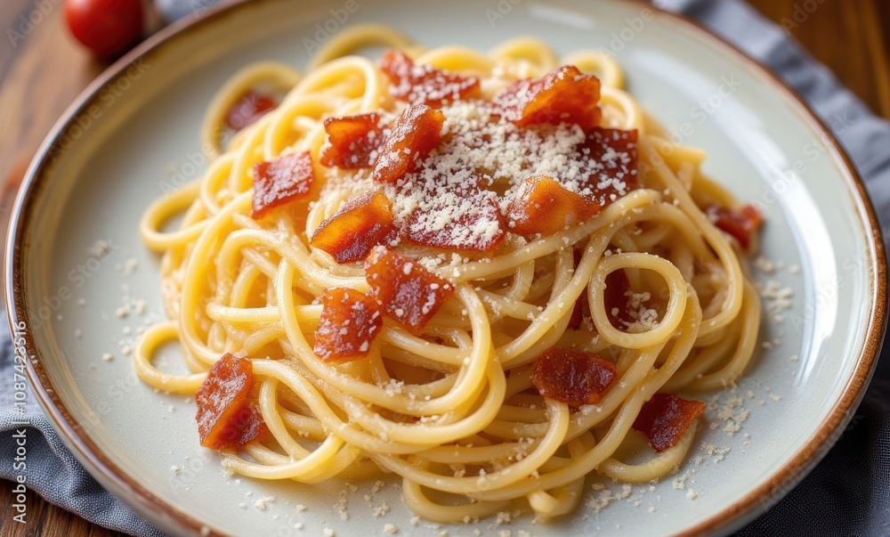 Delicious spaghetti alla carbonara Delicious spaghetti alla carbonara