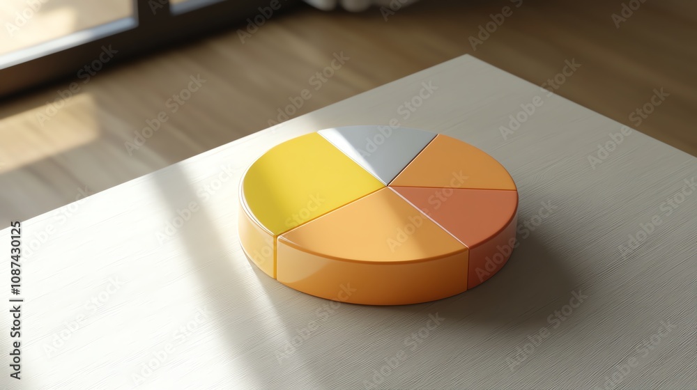 Financial document with pie chart on a clean desk, isolated with ample room for additional text. Financial document with pie chart on a clean desk, isolated with ample room for additional text.