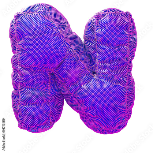 3D Inflated Alphabet Letter N Puff Purple