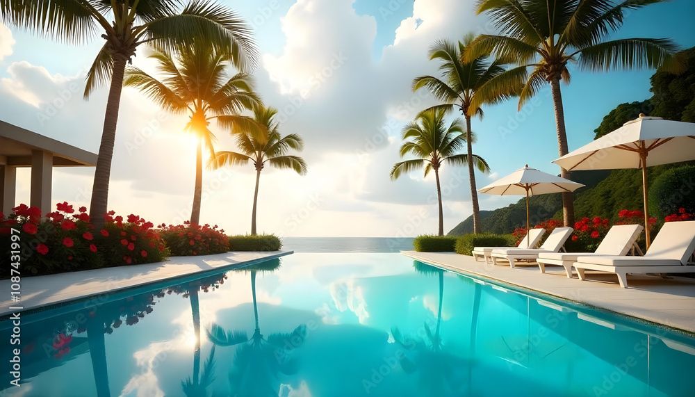 Fototapeta premium swimming pool in tropical resort