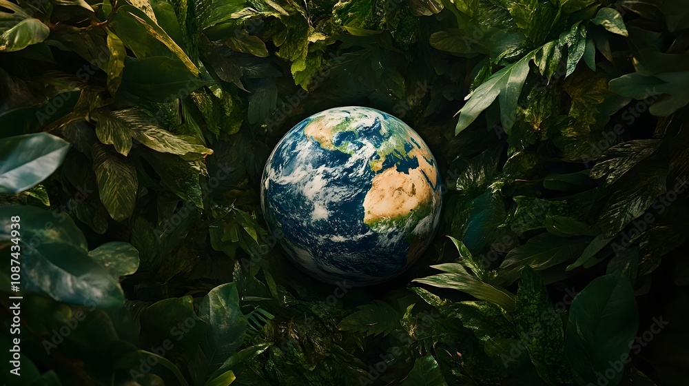 Earth embraced by nature's greenery, symbolizing a future where sustainability is prioritized. Earth embraced by nature's greenery, symbolizing a future where sustainability is prioritized.