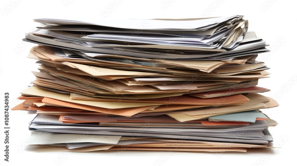 Organized stack of reports and forms on a modern desk, isolated with room for additional copy space. Organized stack of reports and forms on a modern desk, isolated with room for additional copy space.