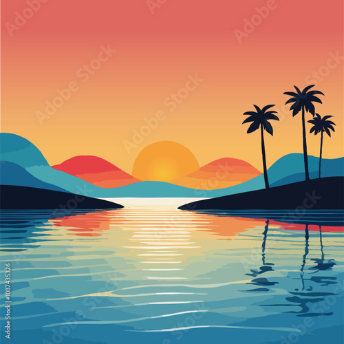 Sunset beach landscape